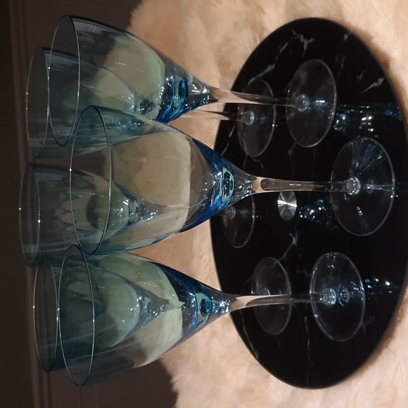 set of 6 blue azure wine glasses - Picture 2 of 6